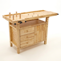 Wood Workbench Built for Heavy-Duty Projects, 3 Drawers, Metal Slides, Rubber Wood Construction