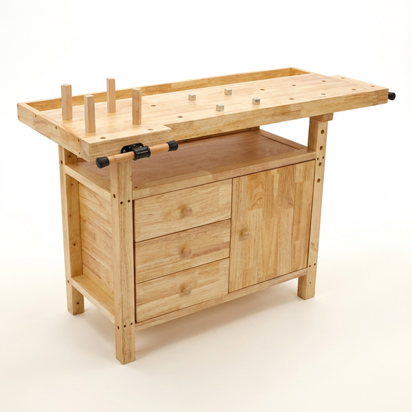 50 In. Wood Workbench Woodworking Bench with 3-Drawers — Studio Shot