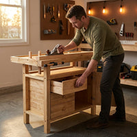 50 In. Wood Workbench Woodworking Bench with 3-Drawers — Lifestyle