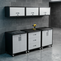 Garage Cabinet System | Heavy Duty Steel All-In-One Modular Garage Cabinet Set for Ultimate Workshop Organization | Easy Assembly Garage Storage Cabinets & Tool Bench — Studio Shot