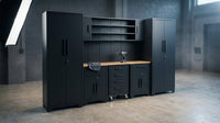 Garage Storage Cabinets System, 8-Pcs Workshop Cabinet Set in Black, Included Steel Cabinets Drawers Rolling Chest and Pegboard,Locked Garage Storage Cabinet — Lifestyle