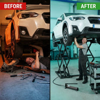 Hydraulic Car Lift with Ramp - 3,000 Lb. per Pair Capacity — Before & After