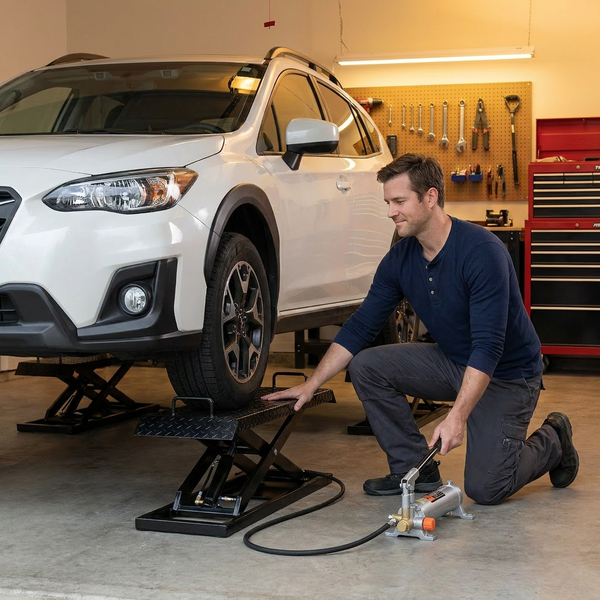 Car Lift Ramps Built for Home Garage Use, 3000 Lb Capacity, Drive-Up Design, Hydraulic Foot Pedal