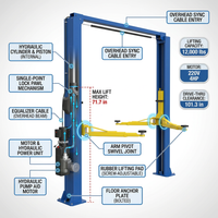 Two-Post Car Lift Built for Heavy-Duty Vehicle Maintenance, 12,000 Lb Capacity, 220V 4HP Motor, Single-Point Lock — How It Works