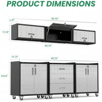 Garage Cabinet System | Heavy Duty Steel All-In-One Modular Garage Cabinet Set for Ultimate Workshop Organization | Easy Assembly Garage Storage Cabinets & Tool Bench